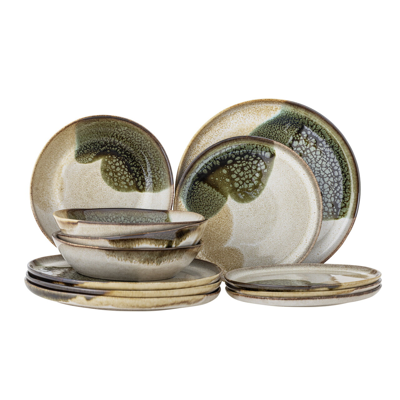 Serviciu de  masa 12 piese, Bloomingville, Jules, ceramica, verde - imagine 6